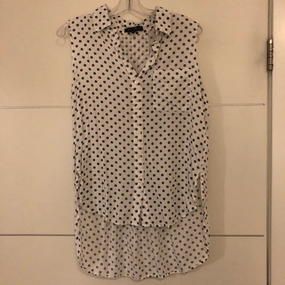 Madden Polka Dot Sleeveless Button-Up Shirt